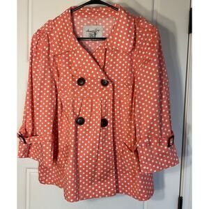 American Rag Orange Polka Dot Baby Doll 3/4 Sleeve Pockets Jacket/Top 1X
